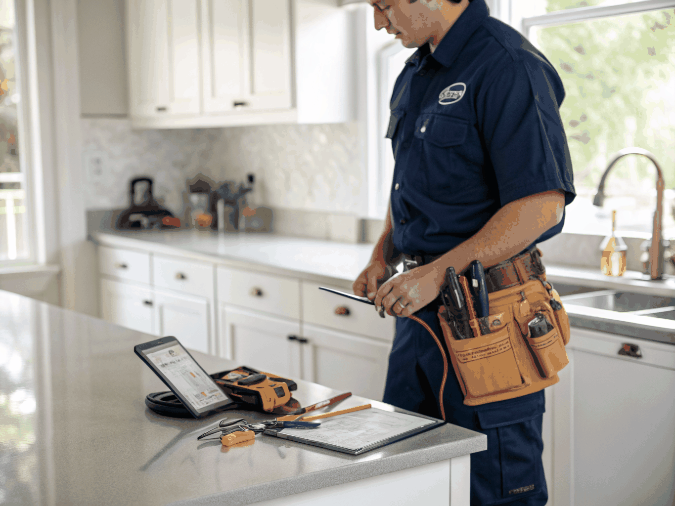 Certified appliance technician running digital diagnostic tools in Kennesaw GA