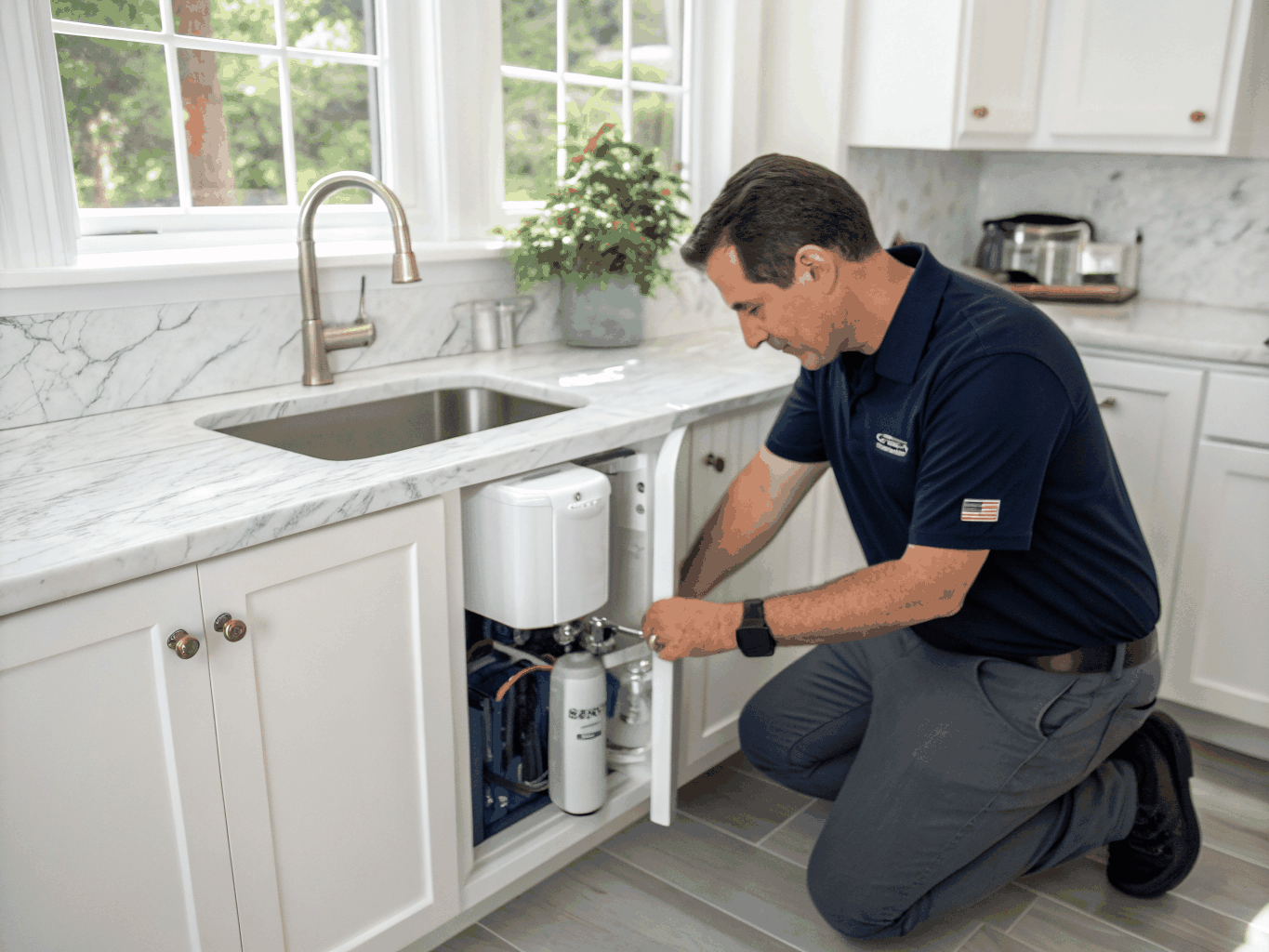 Refrigerator and undercounter ice maker module inspection and water filter check